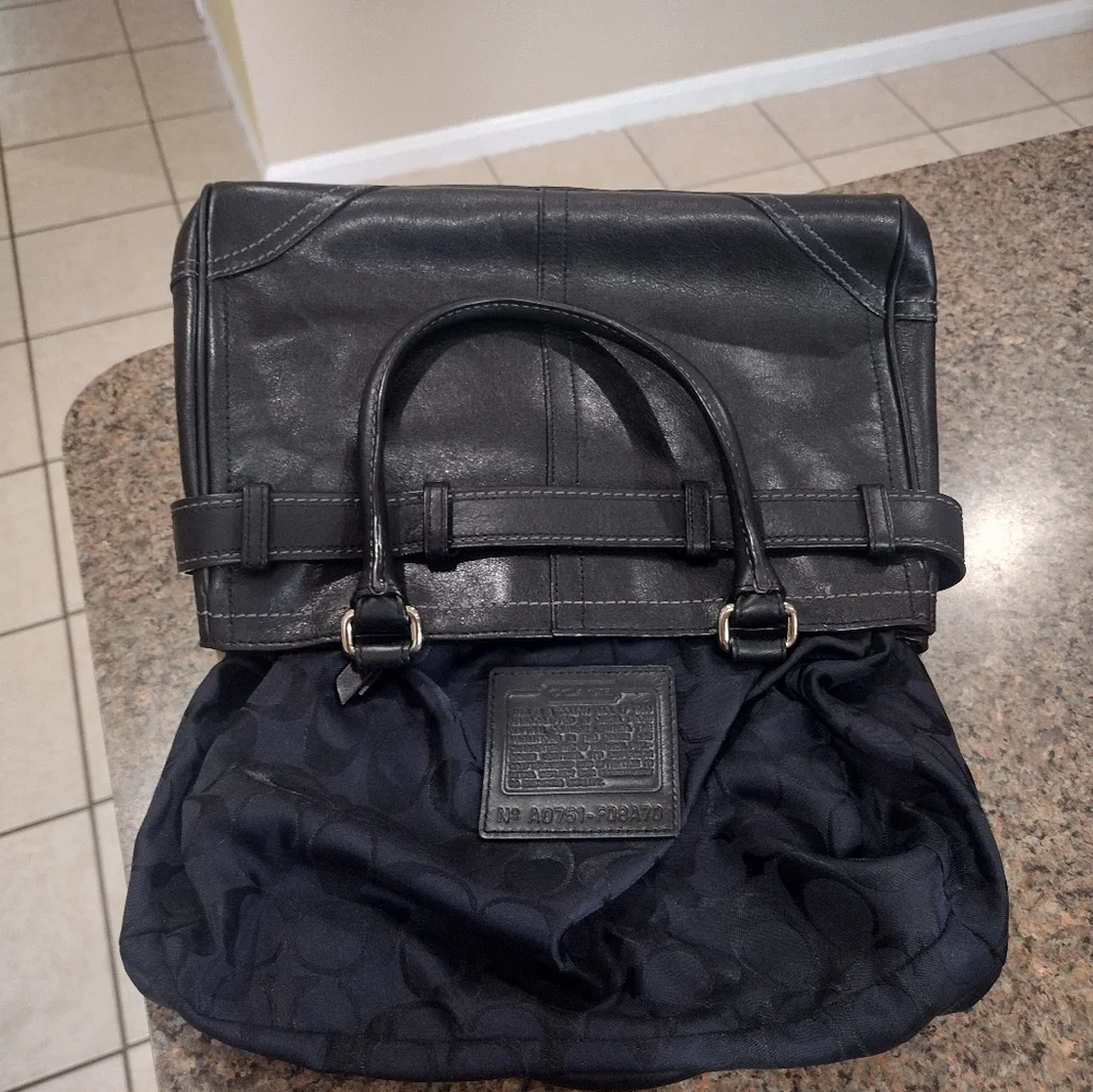 Coach Hamptons Black Leather Satchel